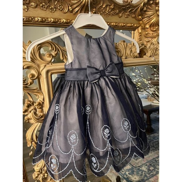 Janie & Jack Special Occasion Blue Tulle Floral Dress 12/18 Mo.